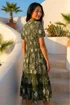 Roman Khaki Petite Floral Print Shirred Midi Dress - 16 Image 3