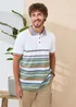 Cotton Traders Soft Green Signature Short Sleeve Birdseye Stripe Polo Shirt - 2XL Image 2