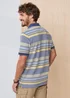 Cotton Traders Blue / Yell Signature Short Sleeve Birdseye Stripe Polo Shirt - M Image 3