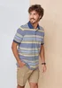 Cotton Traders Blue / Yell Signature Short Sleeve Birdseye Stripe Polo Shirt - M Image 2