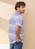 Cotton Traders Lilac Signature Short Sleeve Birdseye Stripe Polo Shirt - L Image 3