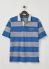 Cotton Traders Blue/Grey Heritage Short Sleeve Embroidered Rugby Shirt - 5XL Image 4