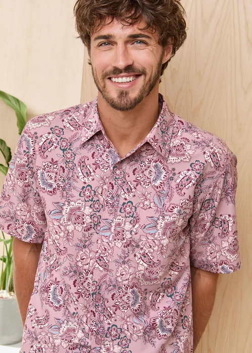 Cotton Traders Dusty Pink Signature Short Sleeve Soft Touch Print Shirt - 2XL Image 4