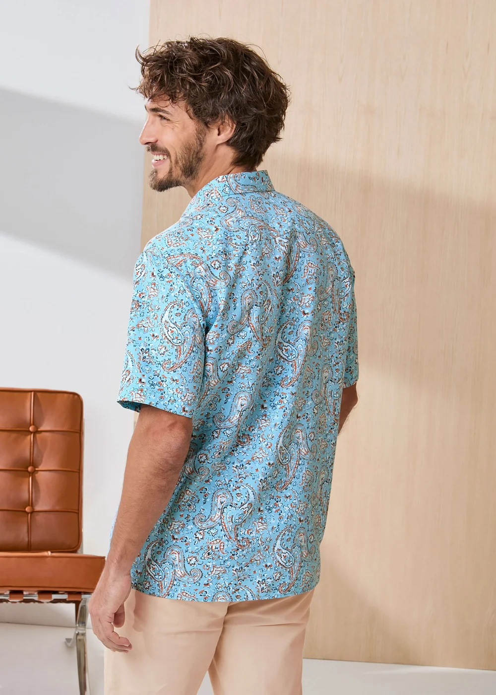 Cotton Traders Light Blue Signature Short Sleeve Soft Touch Print Shirt - M Image 3