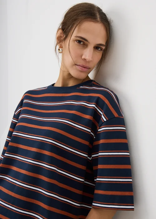 Navy Stripe Heavyweight Boxy T-Shirt - L Image 3