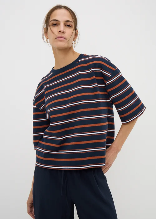 Navy Stripe Heavyweight Boxy T-Shirt - L Image 2
