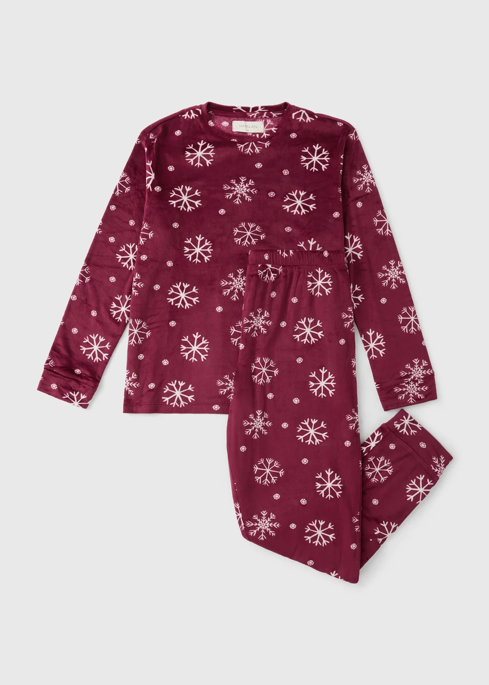Burgundy Snowflake Fleece Bundle Pyjamas Set - XS Image 1