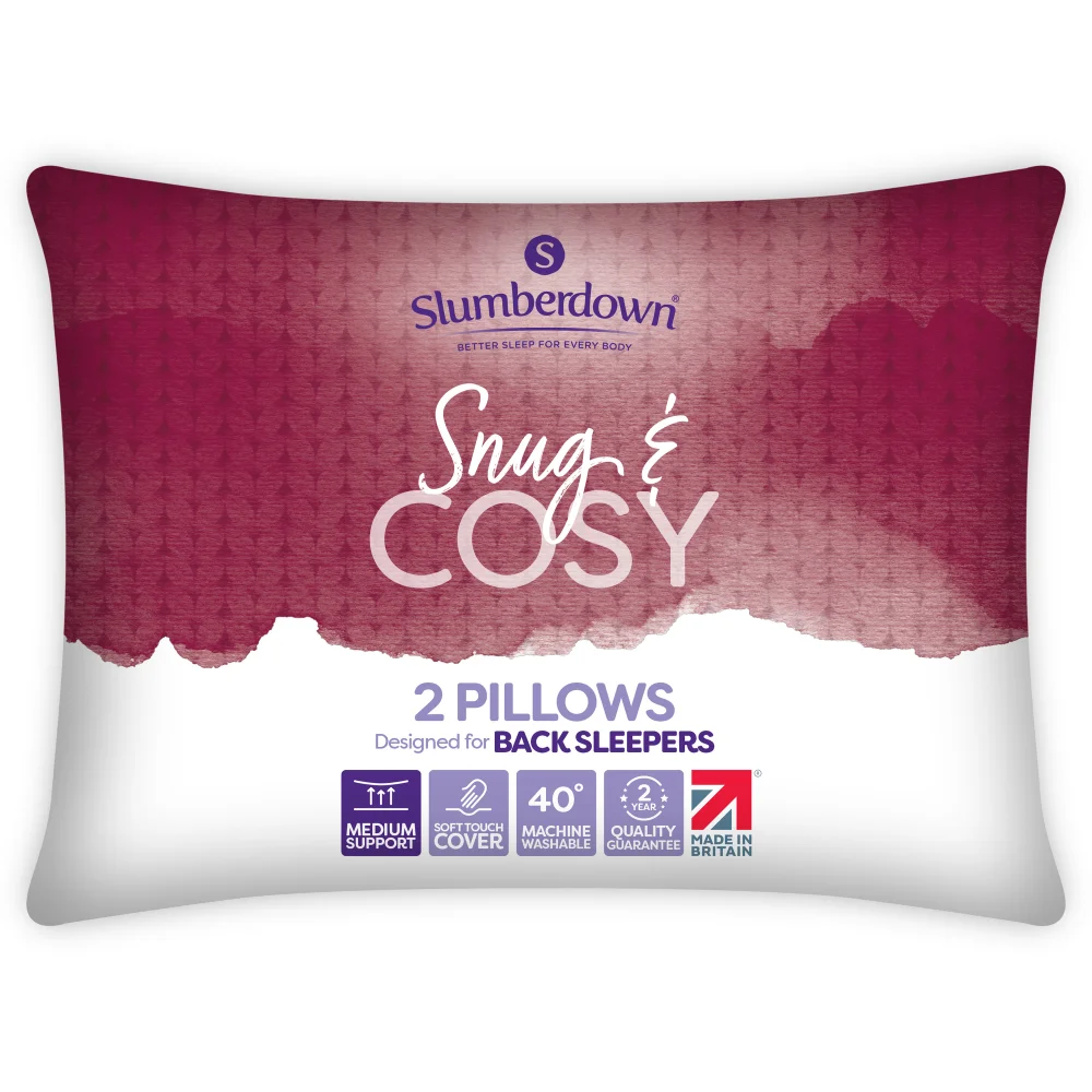 Slumberdown 2 Pack Snug & Cosy Pillows - One Size Image 1