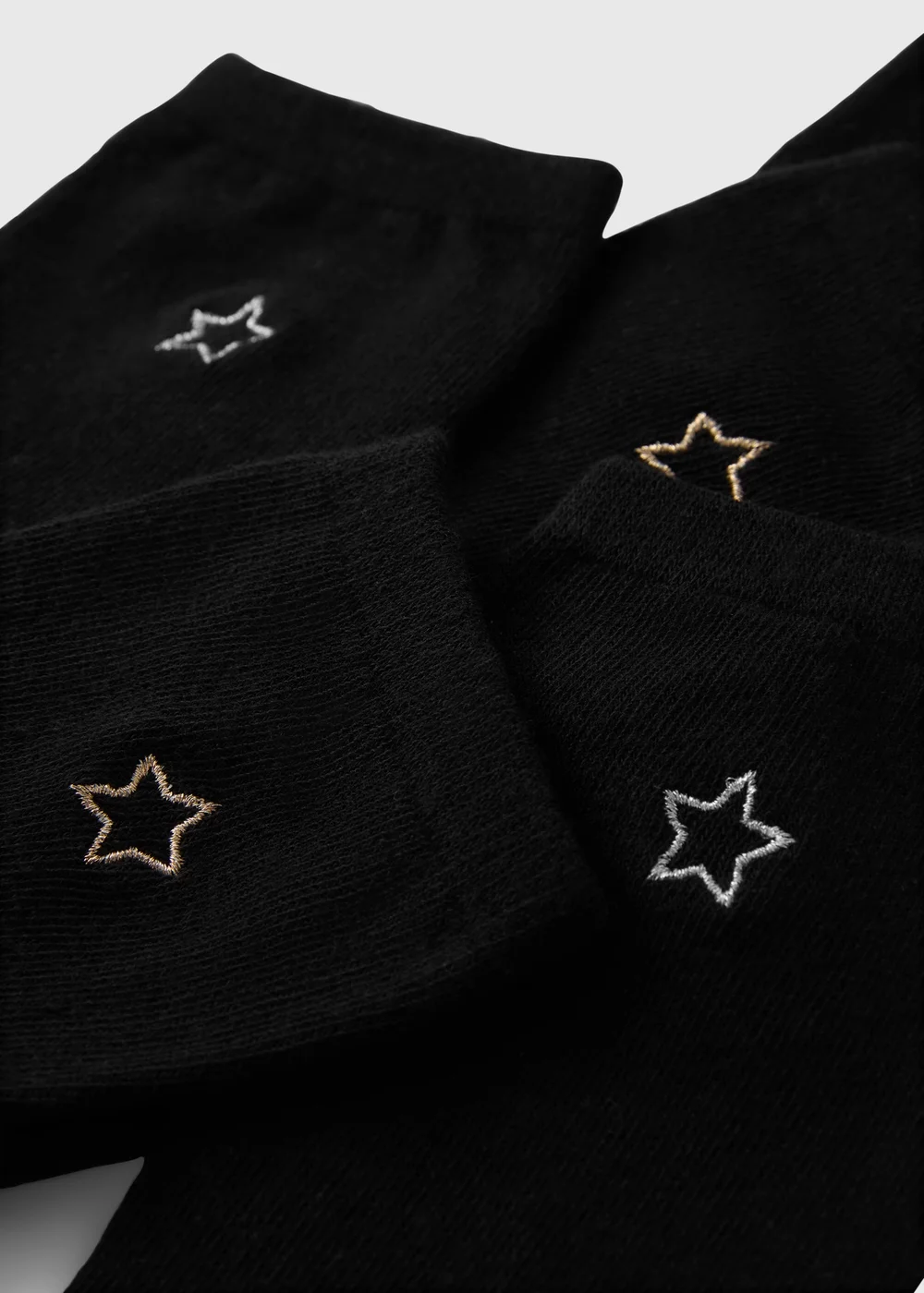 5 Pack Black Star Embroidered Ankle Socks - One Size Image 2