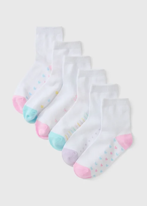 7 Pack Girls Multicoloured Ankle Socks (Younger 4-Older 3.5) - 6-8.5 Image 1