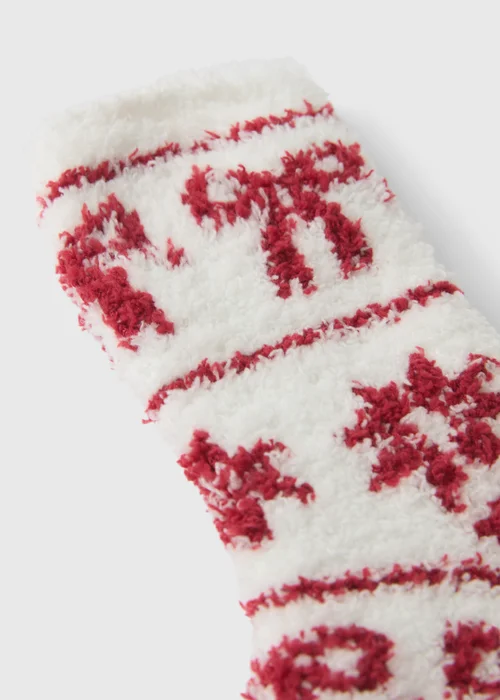 Red/Cream Fairisle Cosy Socks - One Size Image 2
