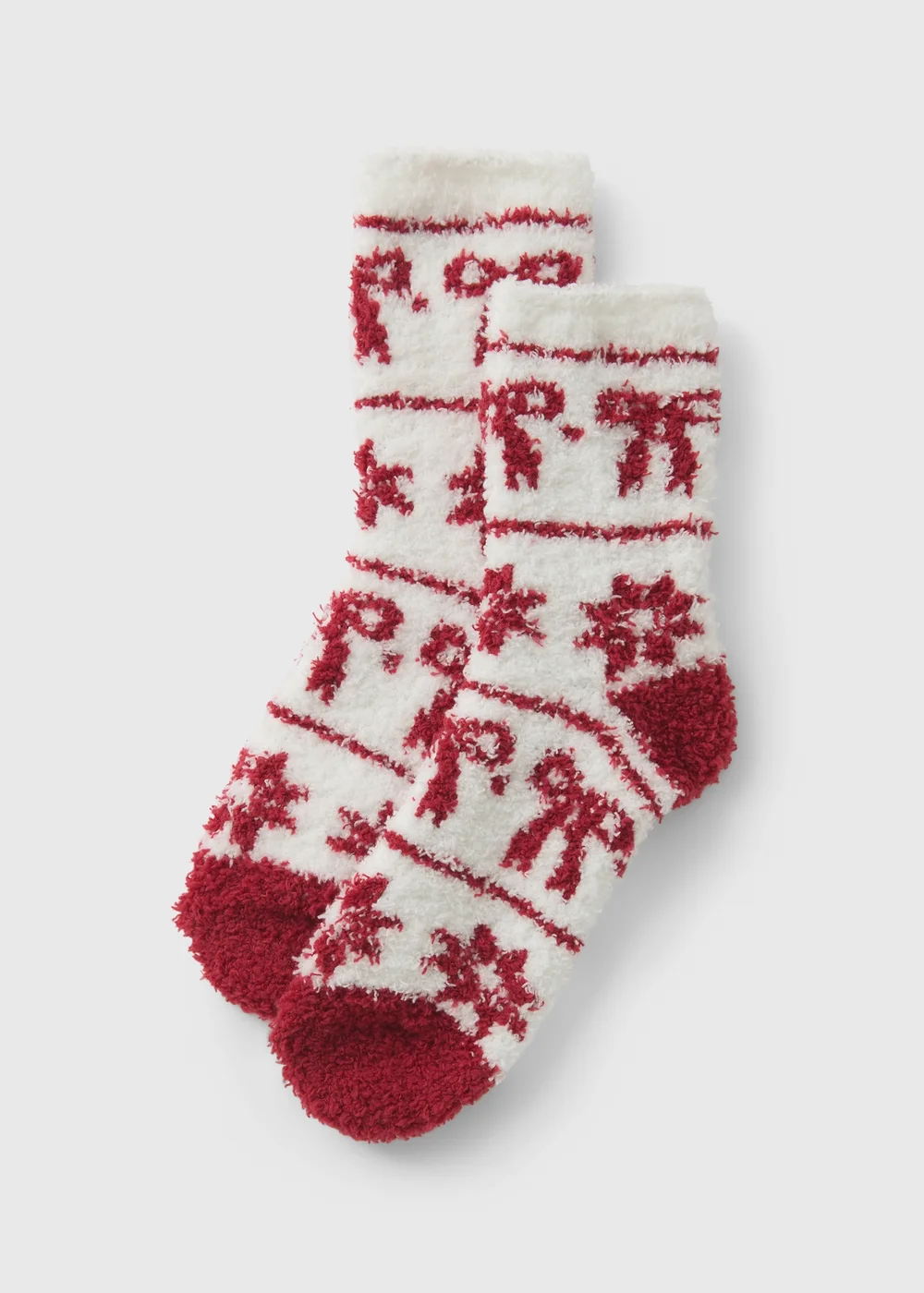 Red/Cream Fairisle Cosy Socks - One Size Image 1