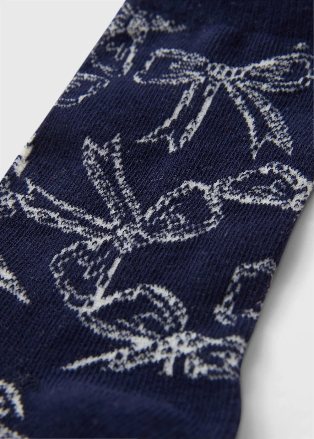 Navy Bow Design Socks - One Size Image 2