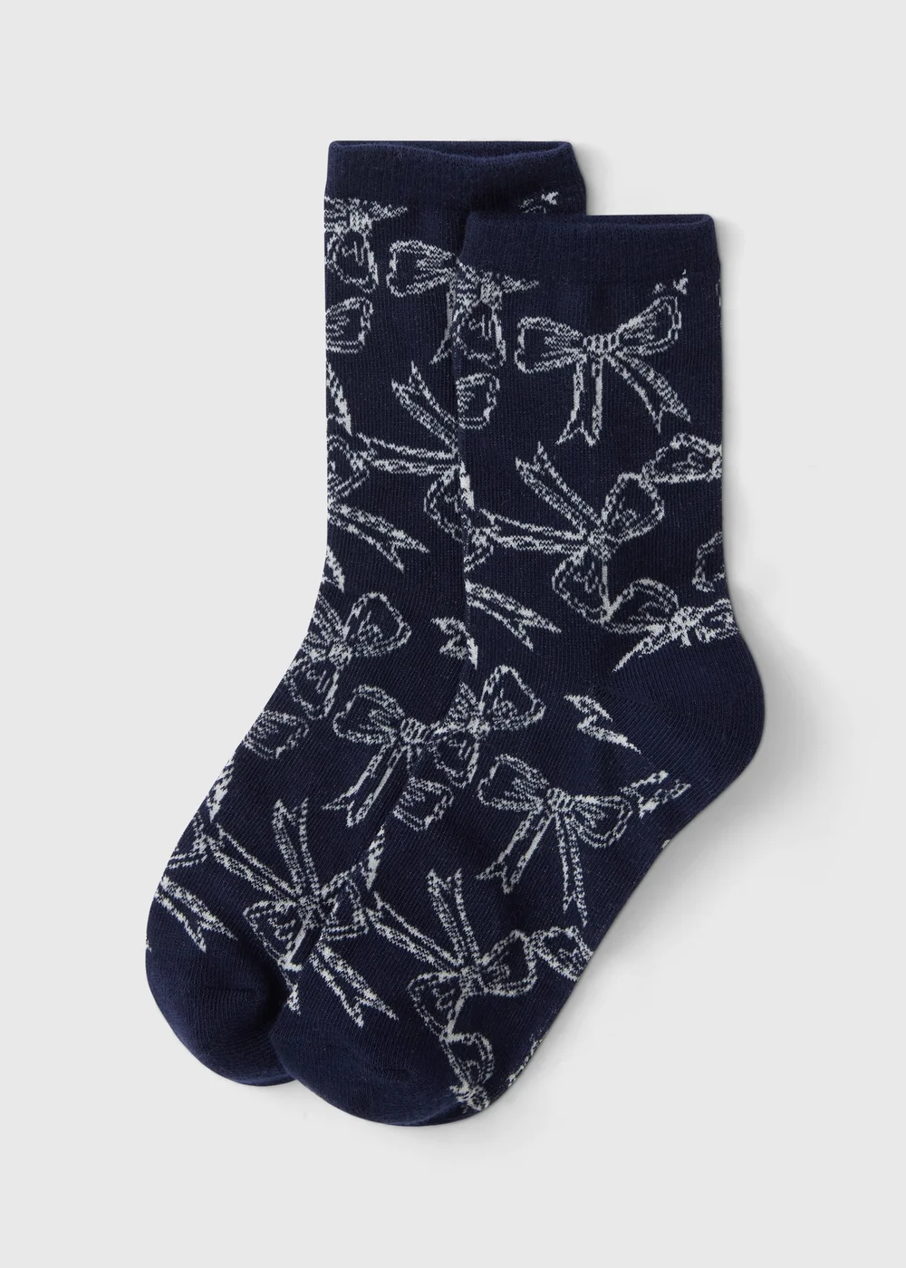 Navy Bow Design Socks - One Size Image 1