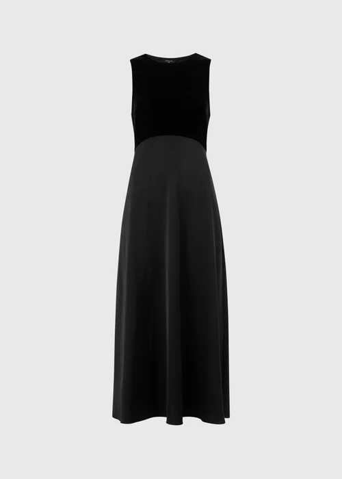 Black Satin Velvet Midaxi Dress - 8 Image 5