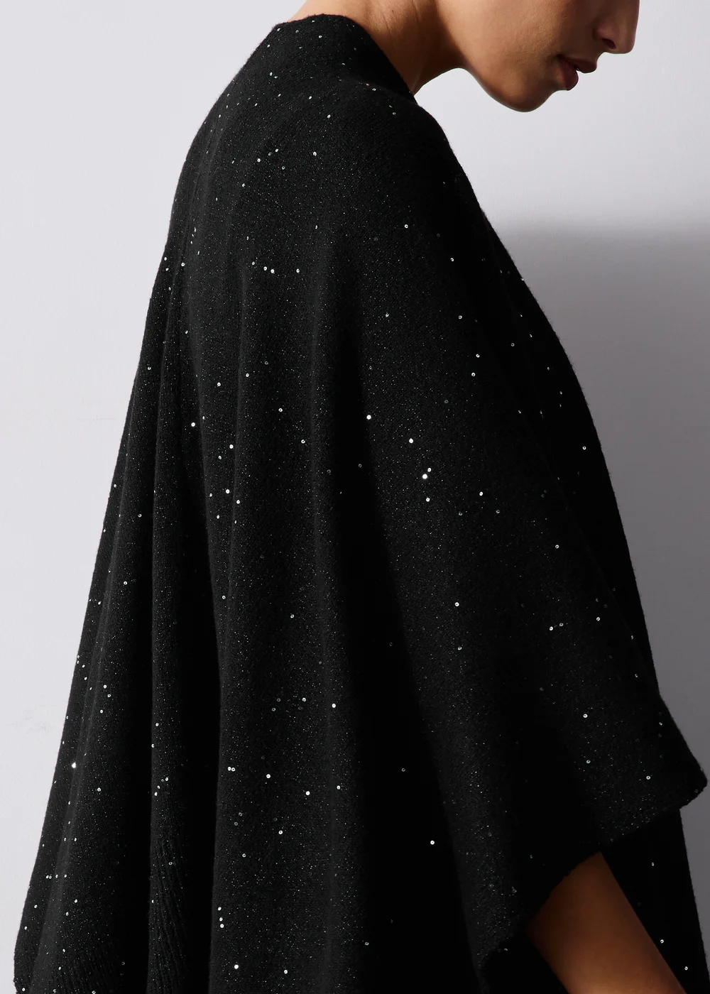Black Sequin Shawl - One Size Image 3