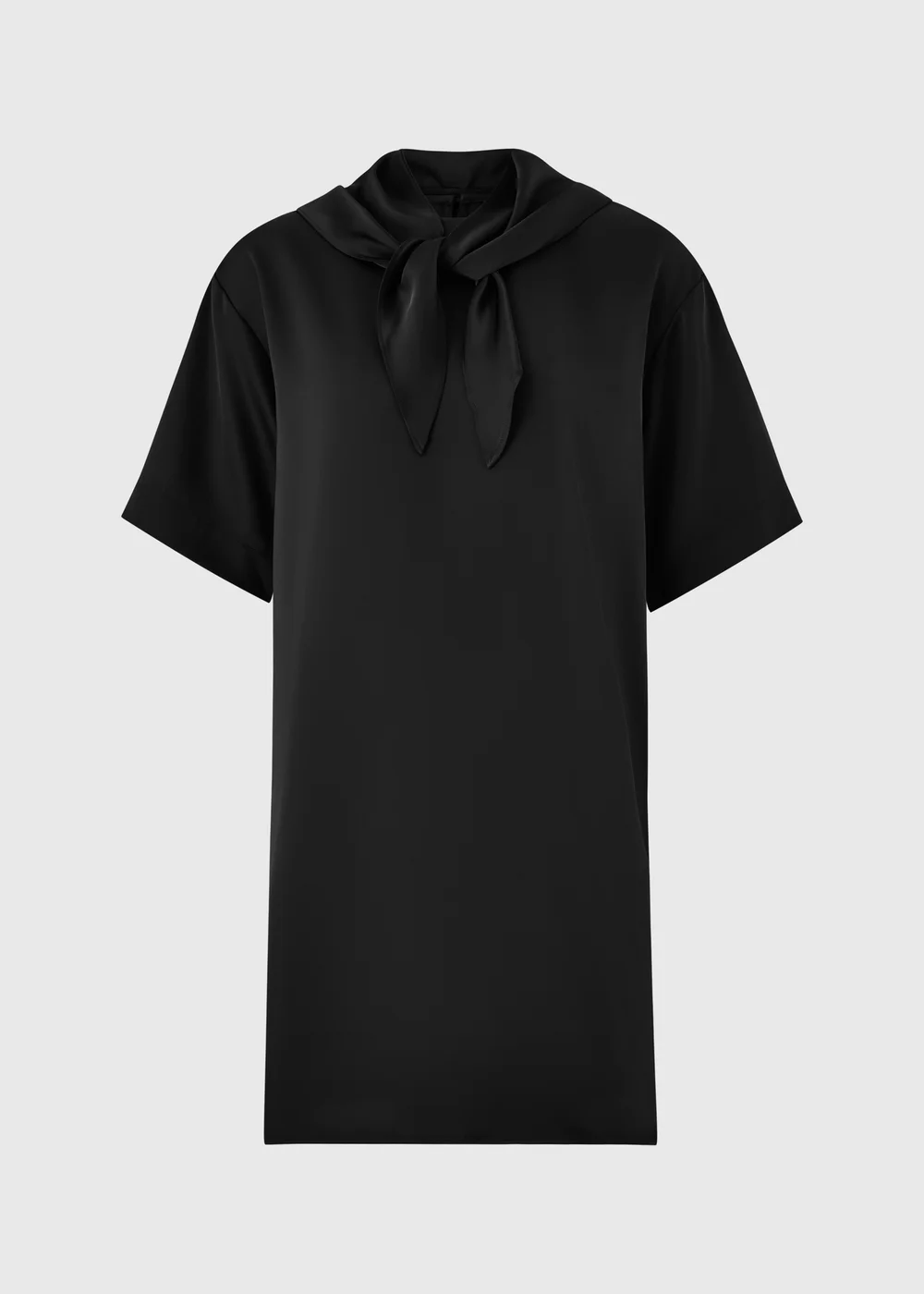 Black Satin Scarf Neck Detail Mini Dress - 8 Image 4