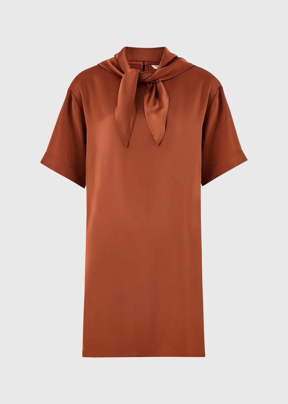 Orange Satin Scarf Neck Detail Mini Dress - 8 Image 4