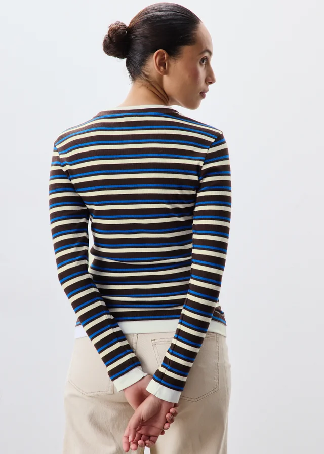 Chocolate Brown Striped Double Layer Top