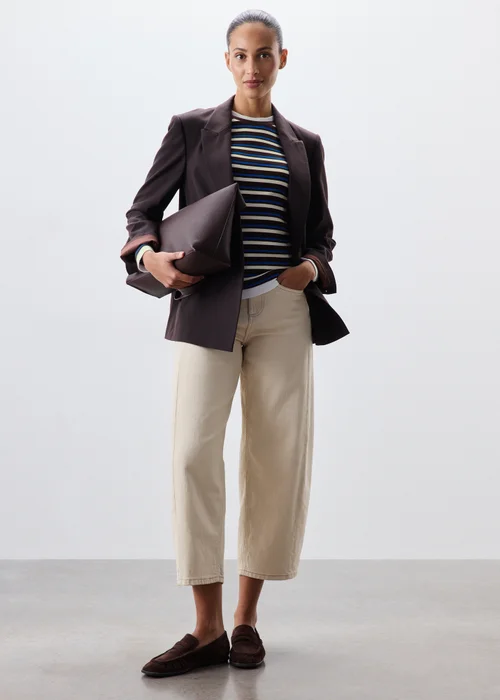 Chocolate Brown Striped Double Layer Top - 8 Image 4