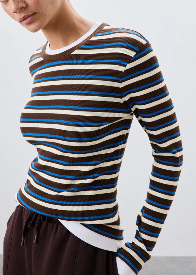 Chocolate Brown Striped Double Layer Top