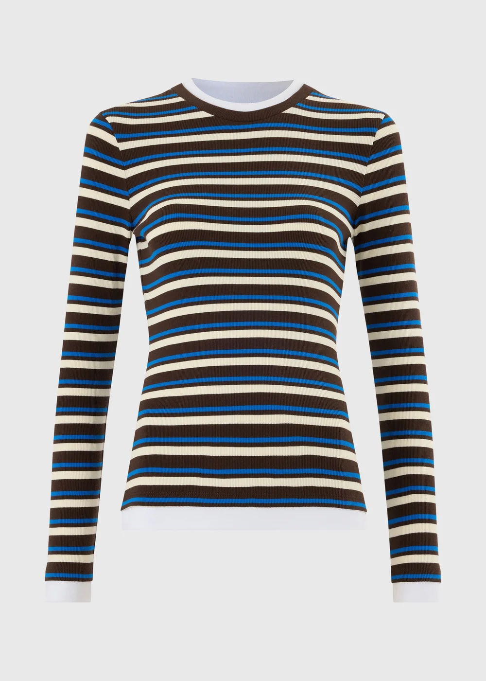Chocolate Brown Striped Double Layer Top - 8 Image 5