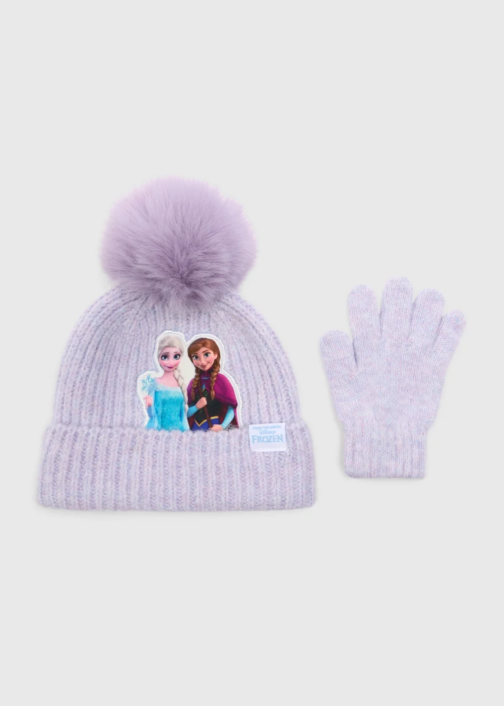 Disney Frozen Kids Lilac Elsa & Anna Hat & Gloves Set (3-10yrs) - 7-10 Yrs Image 1