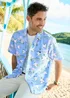 Cotton Traders Sky Blue Short Sleeve Summer Print Soft Touch Shirt - XL Image 1