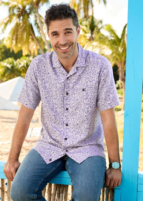 Cotton Traders Purple Short Sleeve Summer Print Soft Touch Shirt - L Image 2