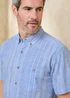 Cotton Traders Light Blue Short Sleeve Textured Stripe Shirt - 4XL Image 4