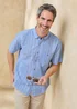 Cotton Traders Light Blue Short Sleeve Textured Stripe Shirt - 4XL Image 1