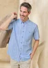 Cotton Traders Light Blue Short Sleeve Textured Stripe Shirt - 4XL Image 2