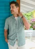 Cotton Traders Sage Green Short Sleeve Textured Stripe Shirt - 3XL Image 2