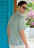 Cotton Traders Sage Green Short Sleeve Textured Stripe Shirt - 3XL Image 3
