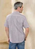 Cotton Traders Grey Short Sleeve Textured Stripe Shirt - L Image 3