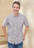 Cotton Traders Grey Short Sleeve Textured Stripe Shirt - L Image 2