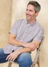 Cotton Traders Grey Short Sleeve Textured Stripe Shirt - L Image 1