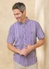 Cotton Traders Purple Short Sleeve Textured Stripe Shirt - M Image 2