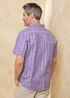 Cotton Traders Purple Short Sleeve Textured Stripe Shirt - M Image 3