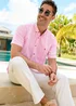 Cotton Traders Candy Pink Short Sleeve Textured Stripe Shirt - L Image 1