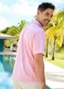 Cotton Traders Candy Pink Short Sleeve Textured Stripe Shirt - L Image 3