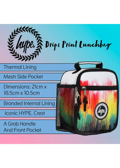 Hype Kids Multi Drips Colourful Lunch Bag - One Size Image 5