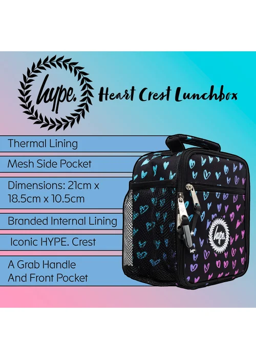Hype Kids Pink Scribble Hearts Thermal Insulated 4.5L Lunch Bag - One Size Image 5