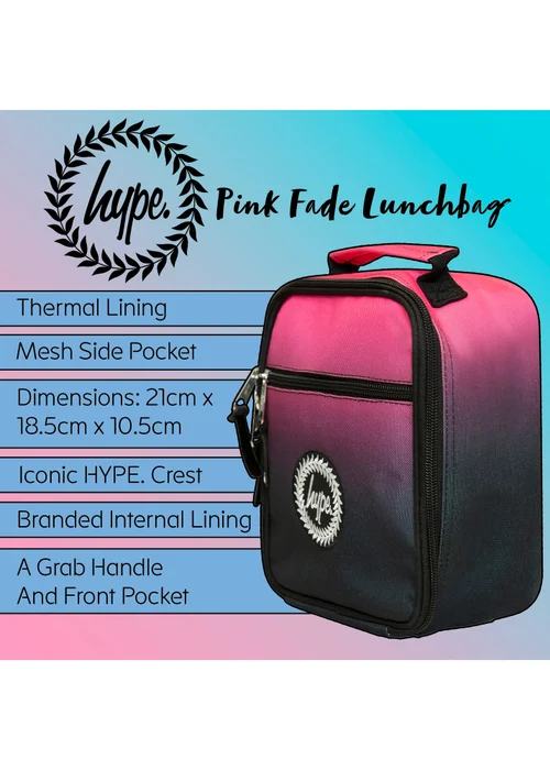 Hype Kids Black Pink Fade Thermal Insulated 4.5L Lunch Bag - One Size Image 5
