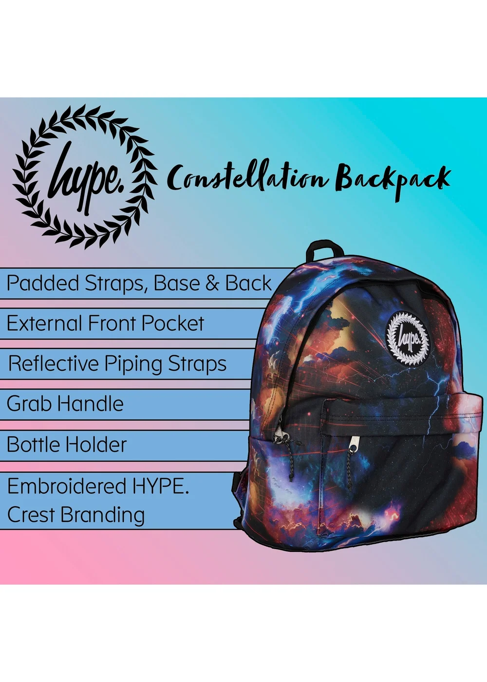 Hype Kids Multi Constellation Galaxy Print 18L Backpack - One Size Image 5
