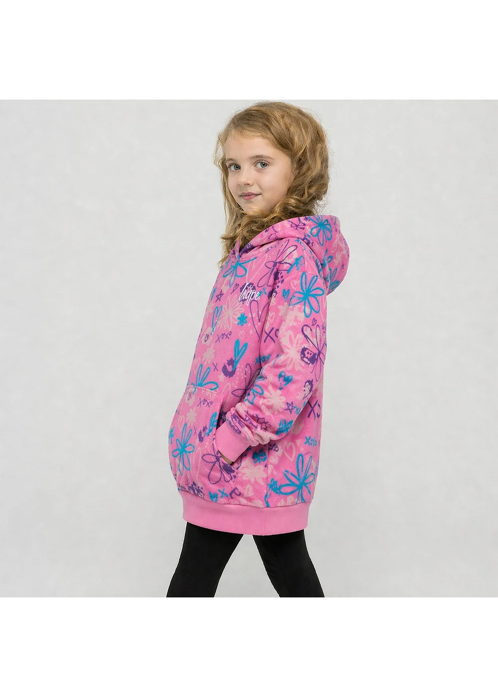 Hype Girls Pink Oversized Scribble Hoodie (5-14 Years) - 5-6 Yrs Image 1