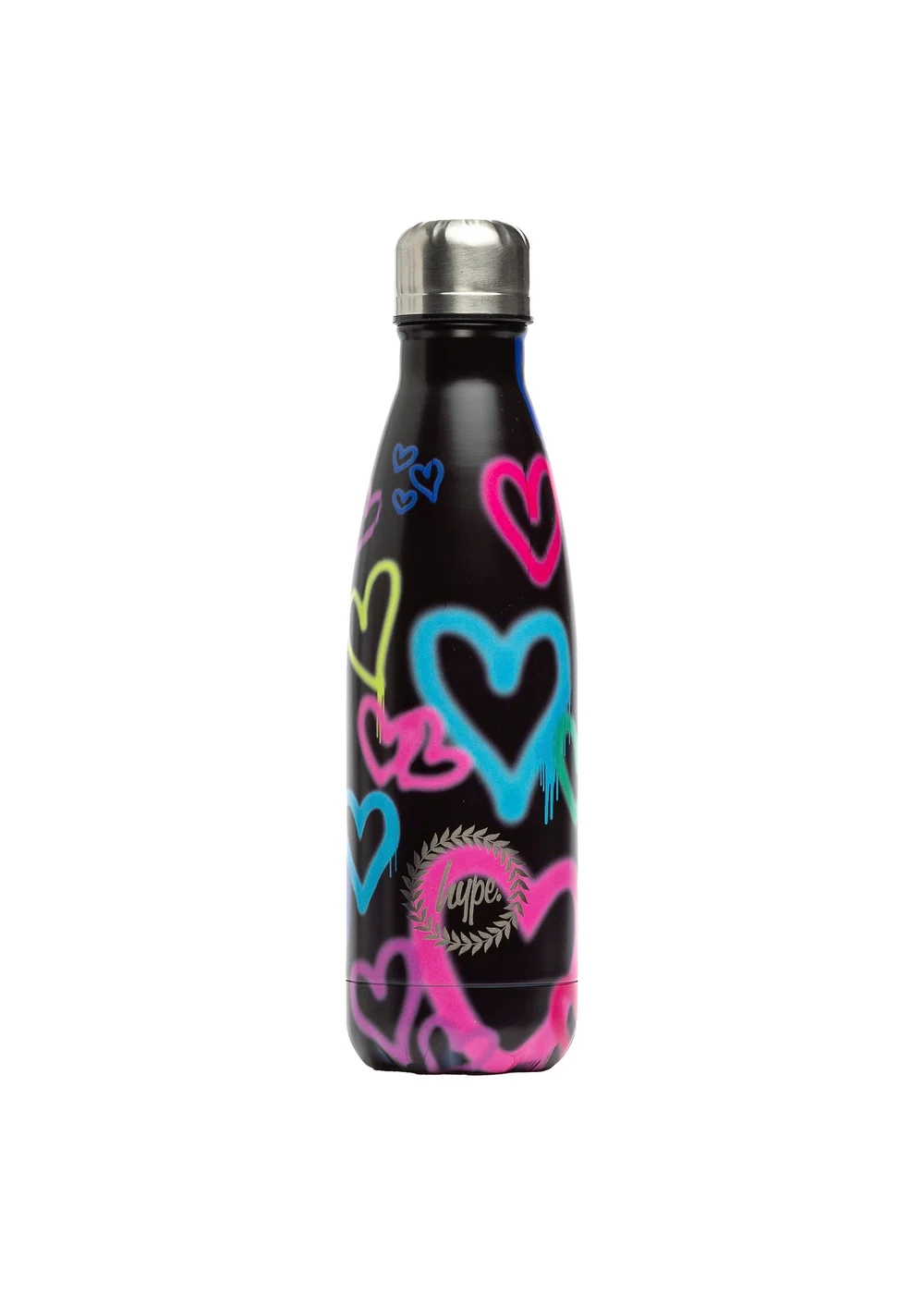 Hype Black Graffiti Heart Metal Screw Top Reusable Leak Resistant Water Bottle - One Size Image 1