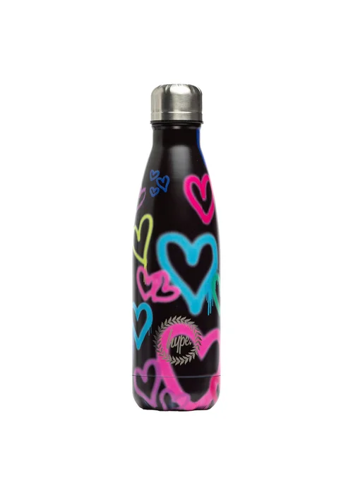 Hype Black Graffiti Heart Metal Screw Top Reusable Leak Resistant Water Bottle - One Size Image 1