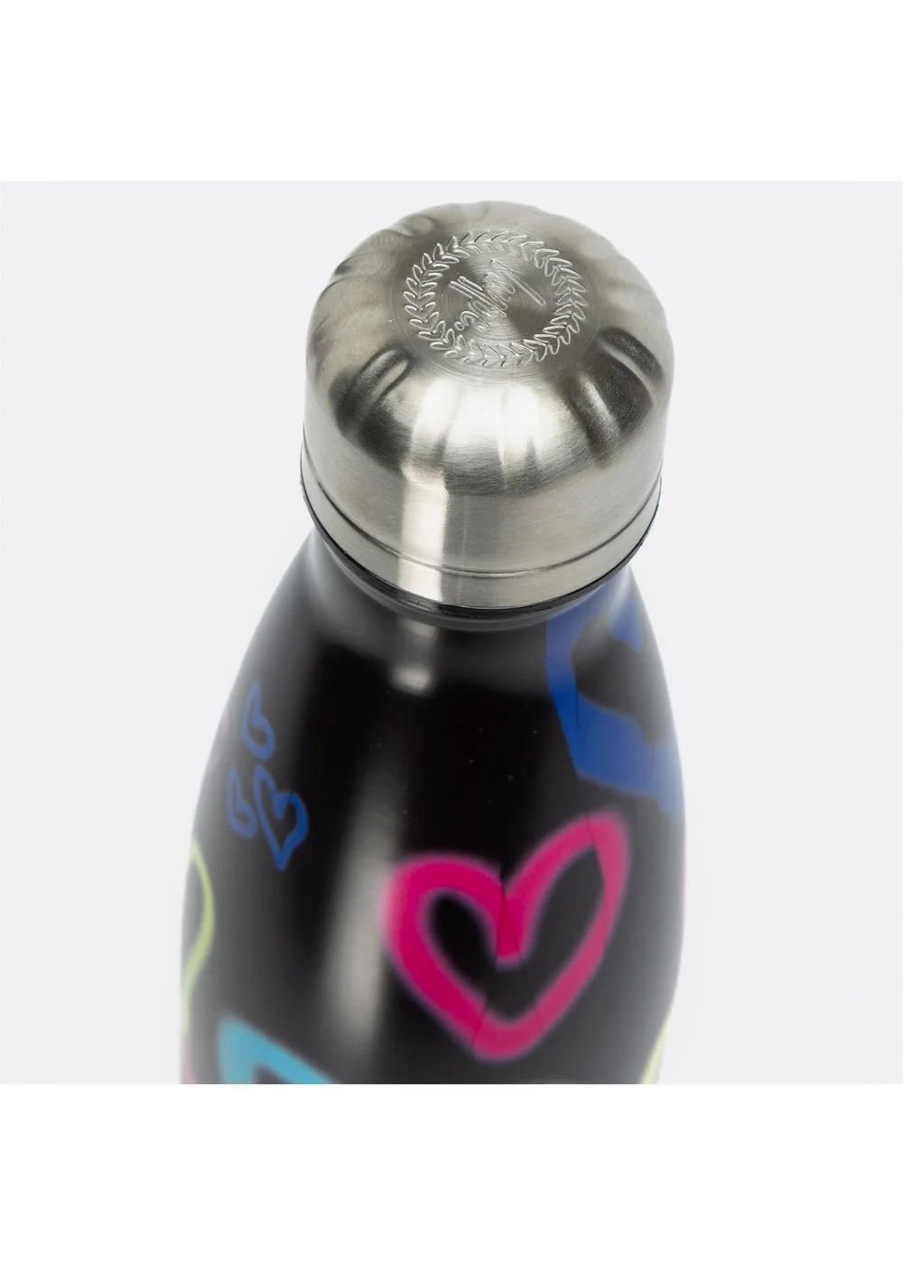Hype Black Graffiti Heart Metal Screw Top Reusable Leak Resistant Water Bottle - One Size Image 2