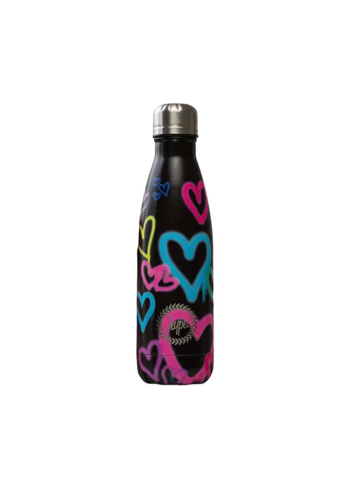 Hype Black Graffiti Heart Metal Screw Top Reusable Leak Resistant Water Bottle - One Size Image 4